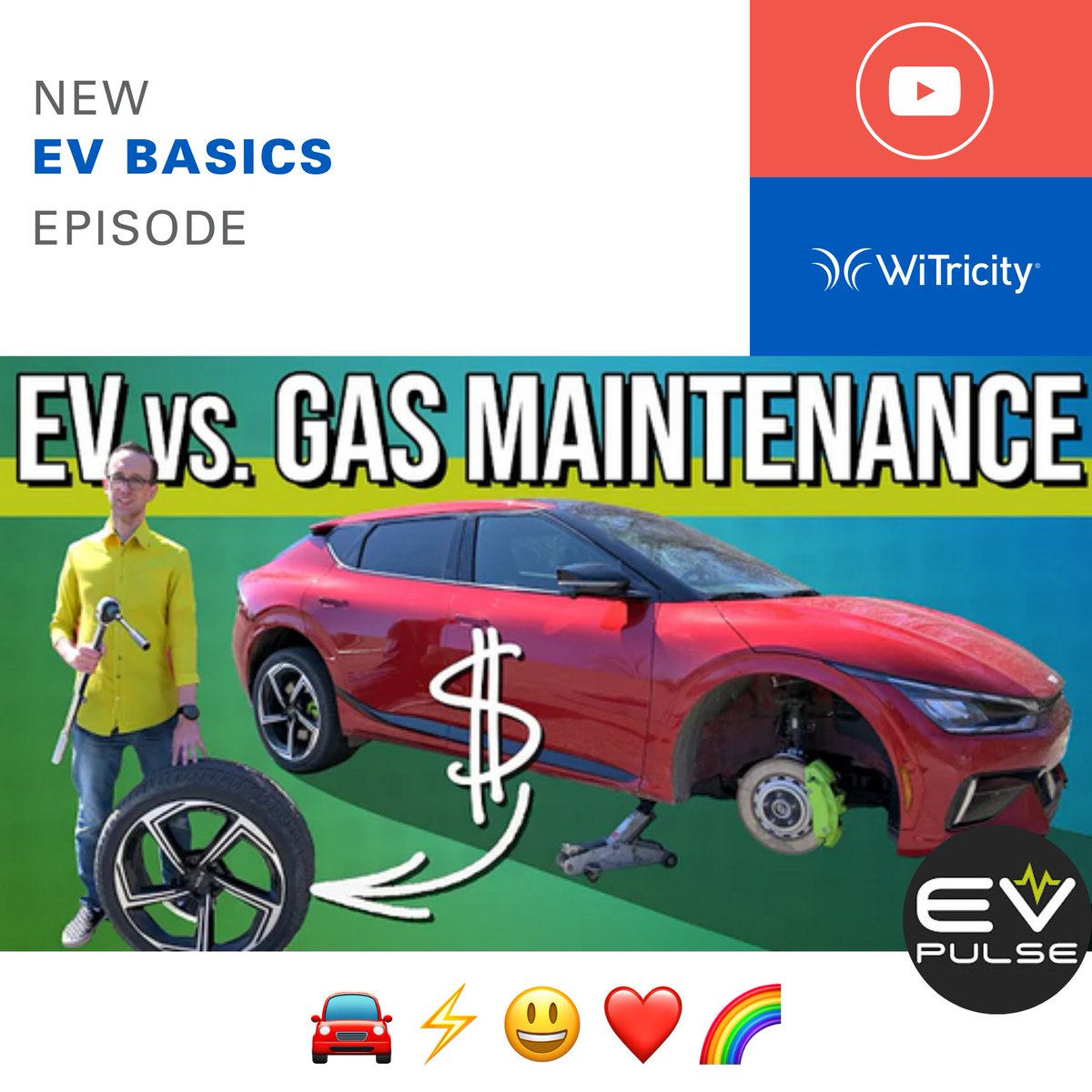 WiTricity's tweet photo. Discover the Truth about #EVmaintenance! ⚙️🚗⚡ 
Watch the latest #EVBasics episode by @EVPulseOnline and learn how #EVs require way less maintenance than traditional gas/diesel cars. 👉 https://t.co/P2AiTKyYHH. 

#EVvsICE https://t.co/W1VkUQmrvV