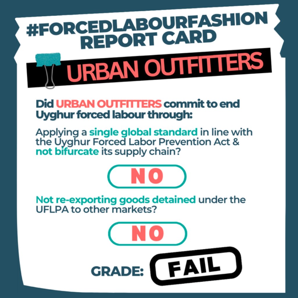 .@UrbanOutfitters states it has ZERO tolerance for forced labor, but has FAILED to make a real commitment to #EndUyghurForcedLabor across its entire supply chain.

Sign the petition telling Urban Outfitters to stop benefitting from #UyghurGenocide👇
freedomunited.org/advocate/urban…