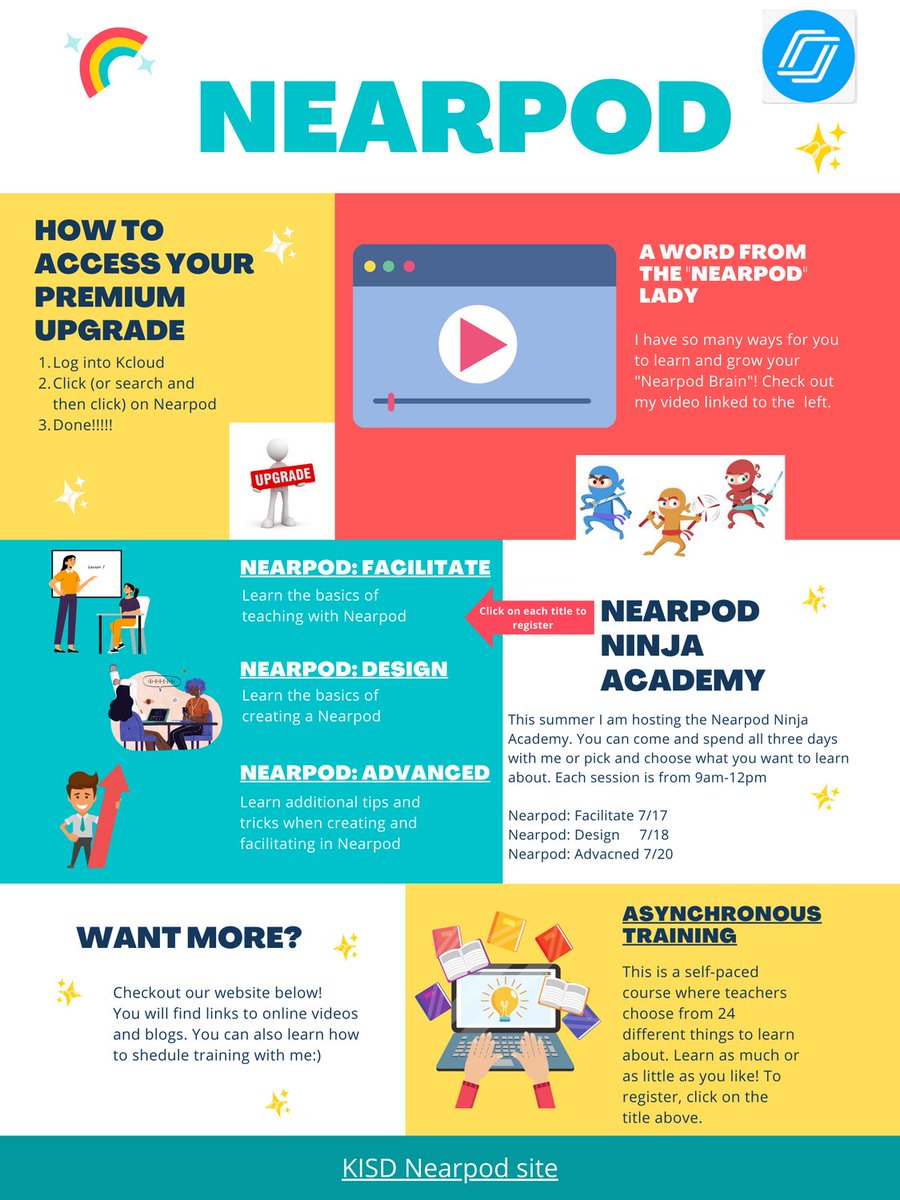 Hey, KISD teachers, I am teaching a Nearpod Ninja Academey this summer. Check out the attachment for the details. Hope to see you all there:)