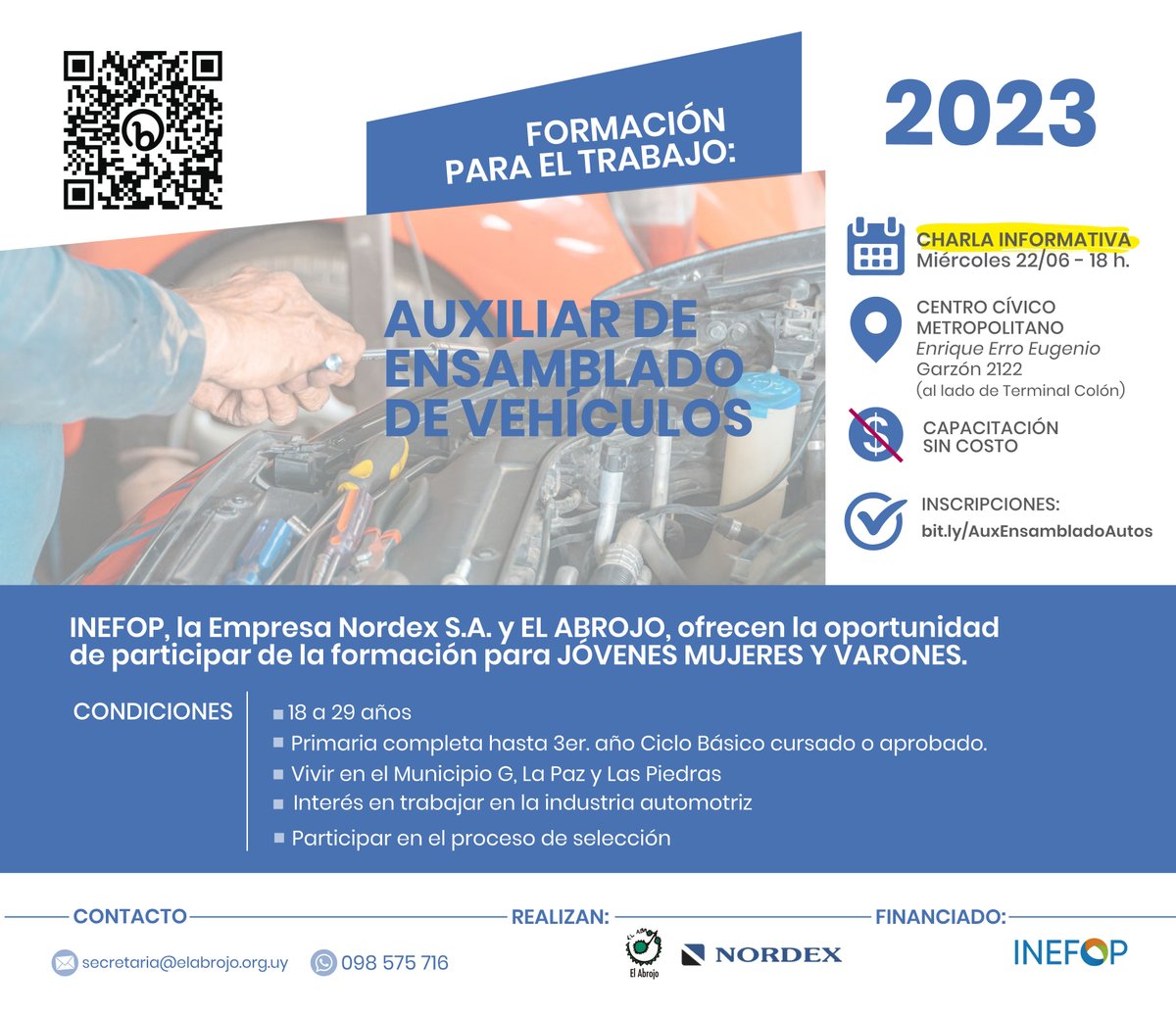 FORMACIONES PARA EL #trabajo 

🟡 AYUDANTE DE ROTISERÍA Y PRODUCTOS PANIFICADOS: elabrojo.org.uy/formacion-para…

🟡 AUXILIAR ENSAMBLADO DE AUTOS: elabrojo.org.uy/curso-auxiliar…