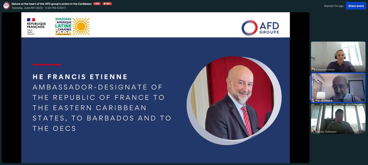 Agence Française de #Développement (AFD) 🇫🇷 🇪🇺 (@afd_france) on Twitter photo #SALC2023
Francis Étienne, Ambassadeur 🇫🇷 auprès des États de la Caraïbe orientale, de la Barbade et de l’<a href="/oecscommission/">OECS Commission</a>
"Nos 3 pistes d'action face à la dégradation de la situation sont :
🔸la coopération régionale
🔸agir en #EquipeFrance
🔸adapter et verdir notre coopération" #SALC2023
Francis Étienne, Ambassadeur 🇫🇷 auprès des États de la Caraïbe orientale, de la Barbade et de l’<a href="/oecscommission/">OECS Commission</a>
"Nos 3 pistes d'action face à la dégradation de la situation sont :
🔸la coopération régionale
🔸agir en #EquipeFrance
🔸adapter et verdir notre coopération"