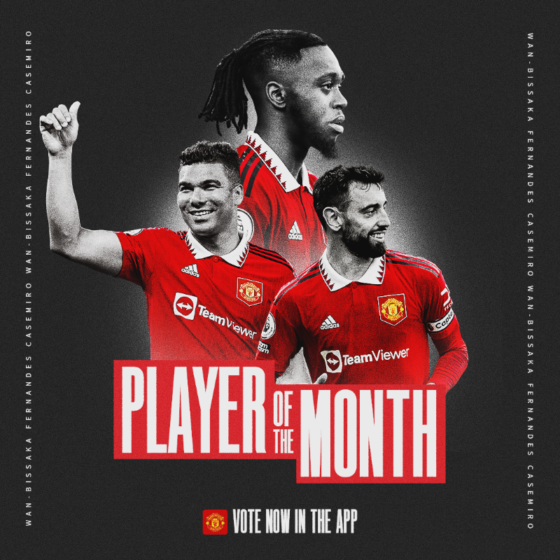 ManUtd's tweet photo. 🏴󠁧󠁢󠁥󠁮󠁧󠁿 @AWBissaka
🇵🇹 @B_Fernandes8
🇧🇷 @Casemiro

Voting is now open for our final Player of the Month award of 2022/23 ⬇️

#MUFC
