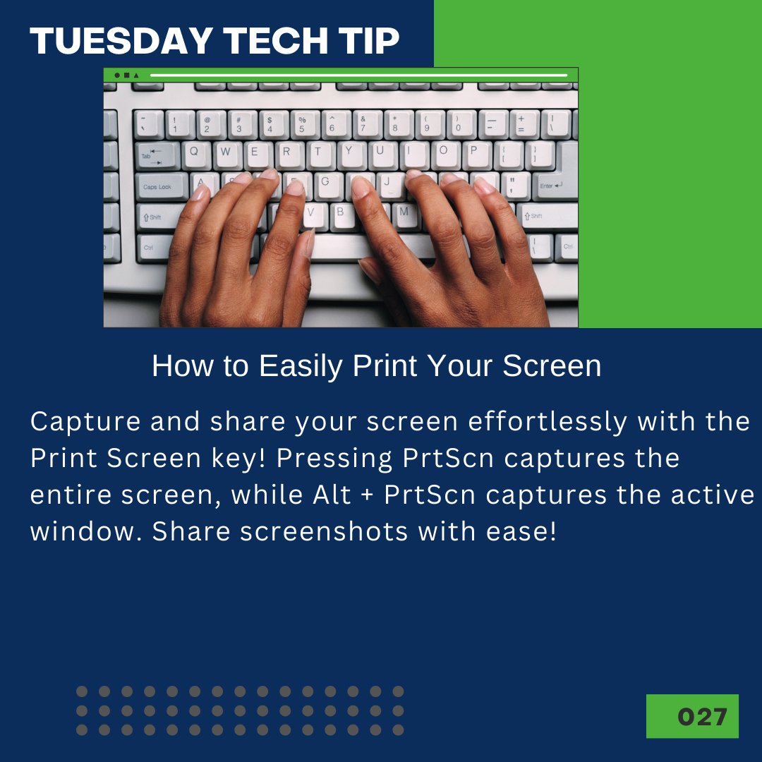 SAITServices's tweet image. Need a quick, easy way to share your screen? We got you! Today's #techtip can help with that! 🖥️ #printscreen #tuesdaytechtip #techtiptuesday #computertips #ITsupport #screenshot