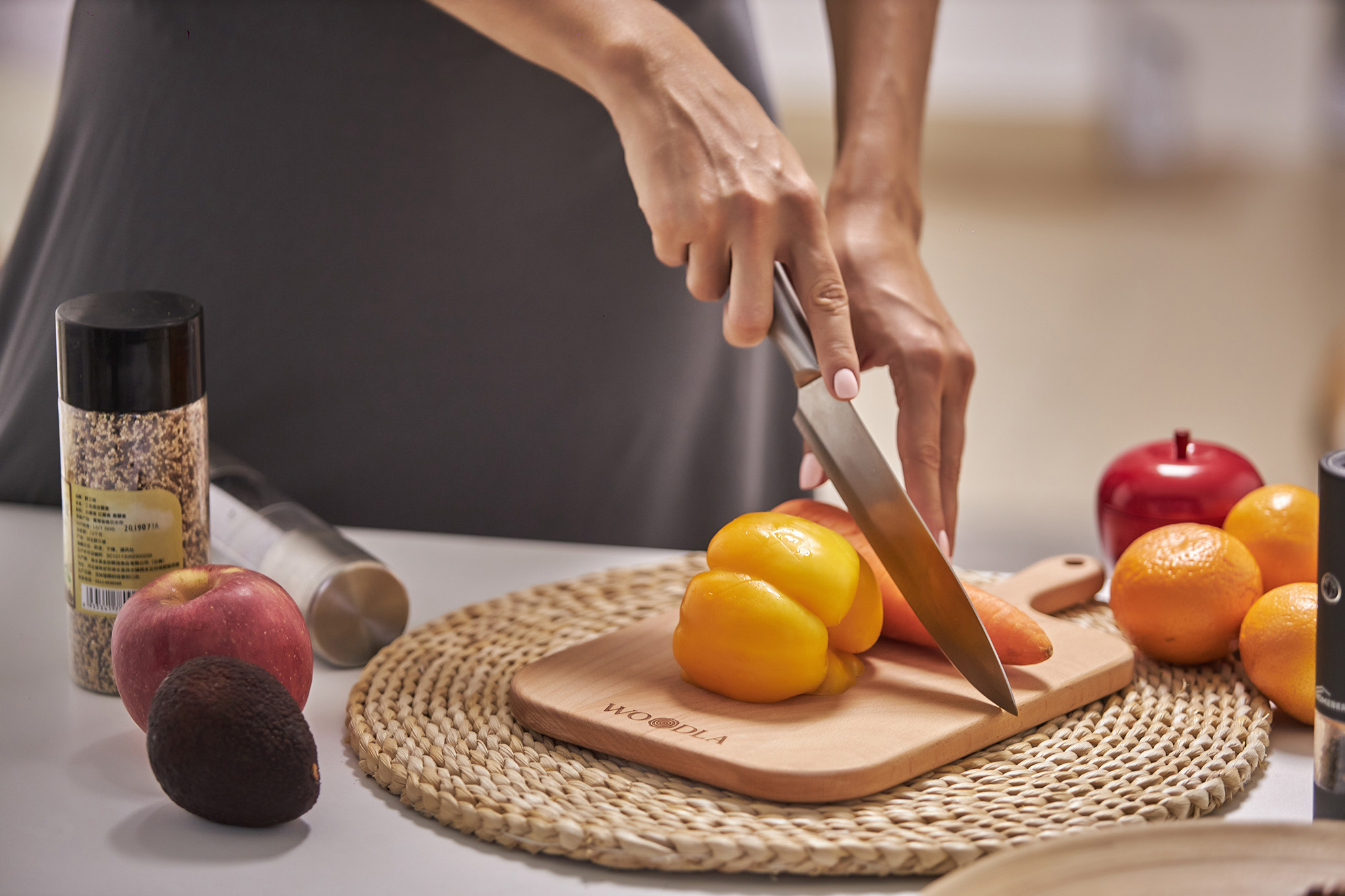 Woodla Small Wood Cutting Board with Handle for Kitchen or Bar, Reversible, Durable and Stylish 10x6 inch Beechwood