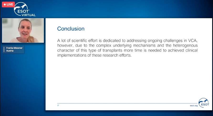 ESOTtransplant's tweet photo. A fantastic 👏presentation by @FrankaMessner on Scientific Challenges facing the VCA community

#ESOTcongress #ESOT_VCA #ESOT_BasicScience https://t.co/q2TOqrCSKZ
