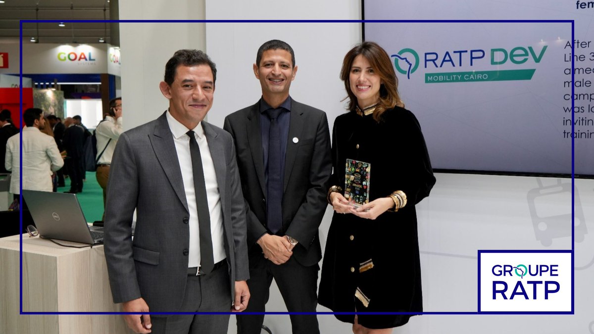 RATPgroup's tweet image. [#UITP2023] 👏 aux équipes de #RATPDev Mobility Cairo, filiale du #groupeRATP qui ont reçu le Recognition Award pour la région MENA à l&apos;#UITPsummit pour leur campagne de formation visant à la féminisation des métiers du transport public.