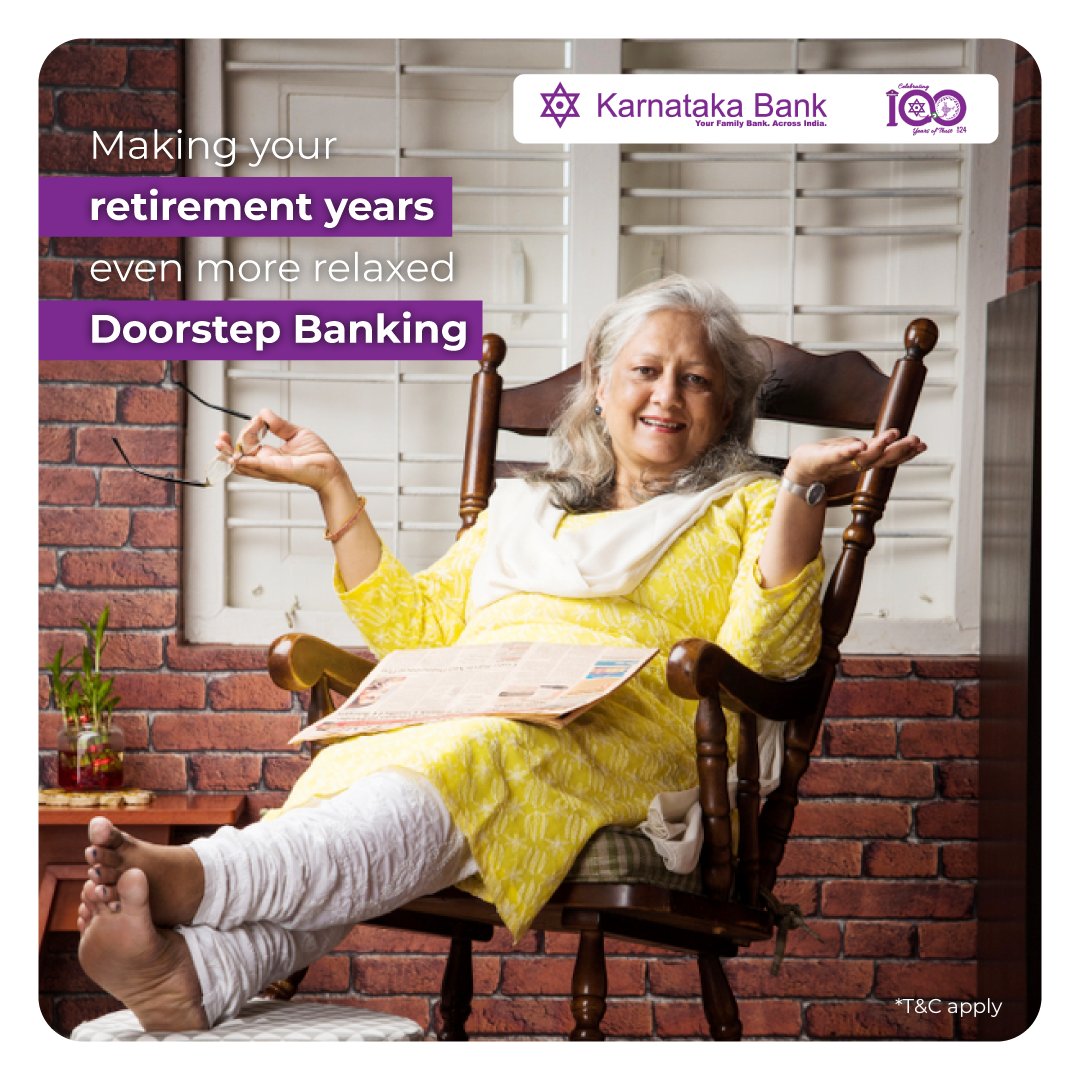KarnatakaBank's tweet photo. Sit back and relax! Leave your banking worries to us.

To know more, visit our website:
https://t.co/XrkCQ8LIgO

#karnatakabank #doorstepbanking #quickbanking #fastbanking #bankingforelderly #bestbank #banking #easybanking https://t.co/okAxBYLSrF