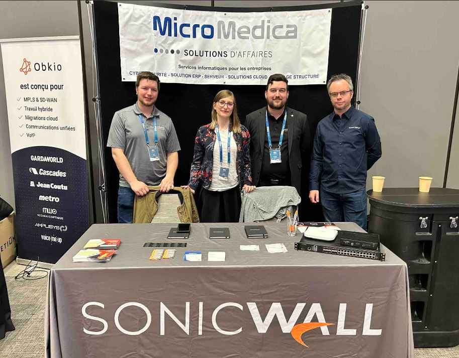 Servicentre's tweet photo. Micromédica était présent les 1er et 2 juin derniers au IT-SEC de St-Hyacinthe.  Notre expert en cybersécurité y a présenté une conférence sur « L’itinéraire vers une PME sécuritaire ». Merci @SonicWall pour leur collaboration. #cybersécurité https://t.co/HiE3pzqmi9