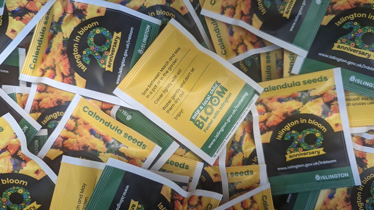 What a lot of seeds! The last of the 15,000 seed packets getting bagged up to go out to primary schools in Islington as part of our partnership with the fab Islington In Bloom. Get ready to sea a meadow of golden marigolds across the borough! #fosterforyourcouncil
