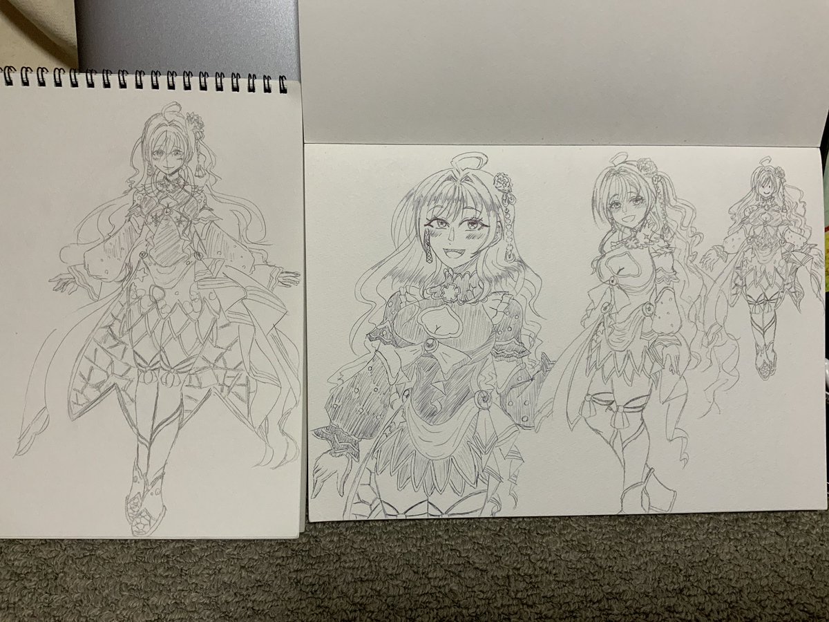 六花さんだいたいスラスラ描けるようになったぽいので置いておきますね…。(アナログ) 今なら全身30分かからないかもしれない…?🤔 #六花の宝さがし #Rikka_Utakata #泡沫六花