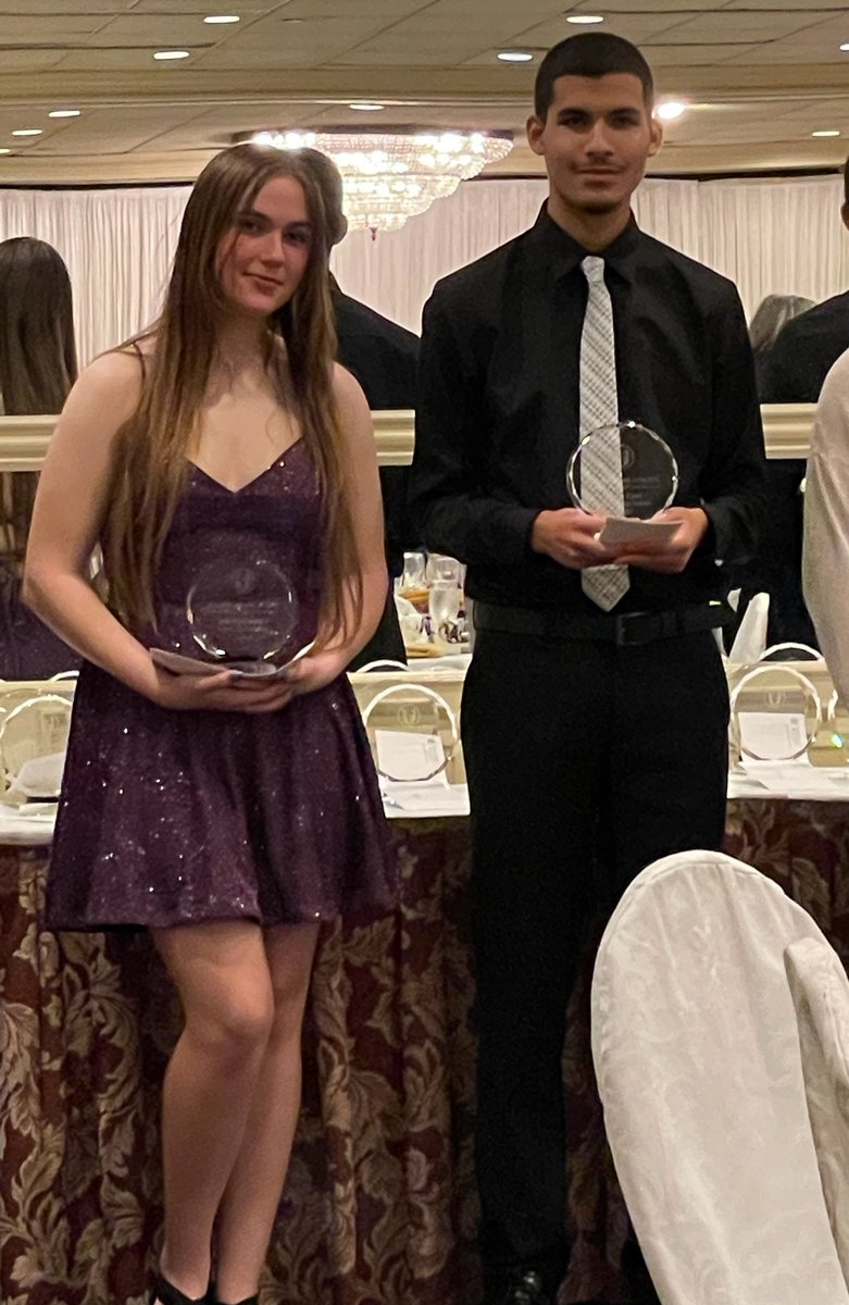 CHSRamblers's tweet photo. Congratulations to Carteret's GMC Scholar-Athletes Efthimia Rukis and Jacob Curi, who were honored at a banquet at the Pines Manor on 6/5. We are proud of you! https://t.co/pZwH212fh5