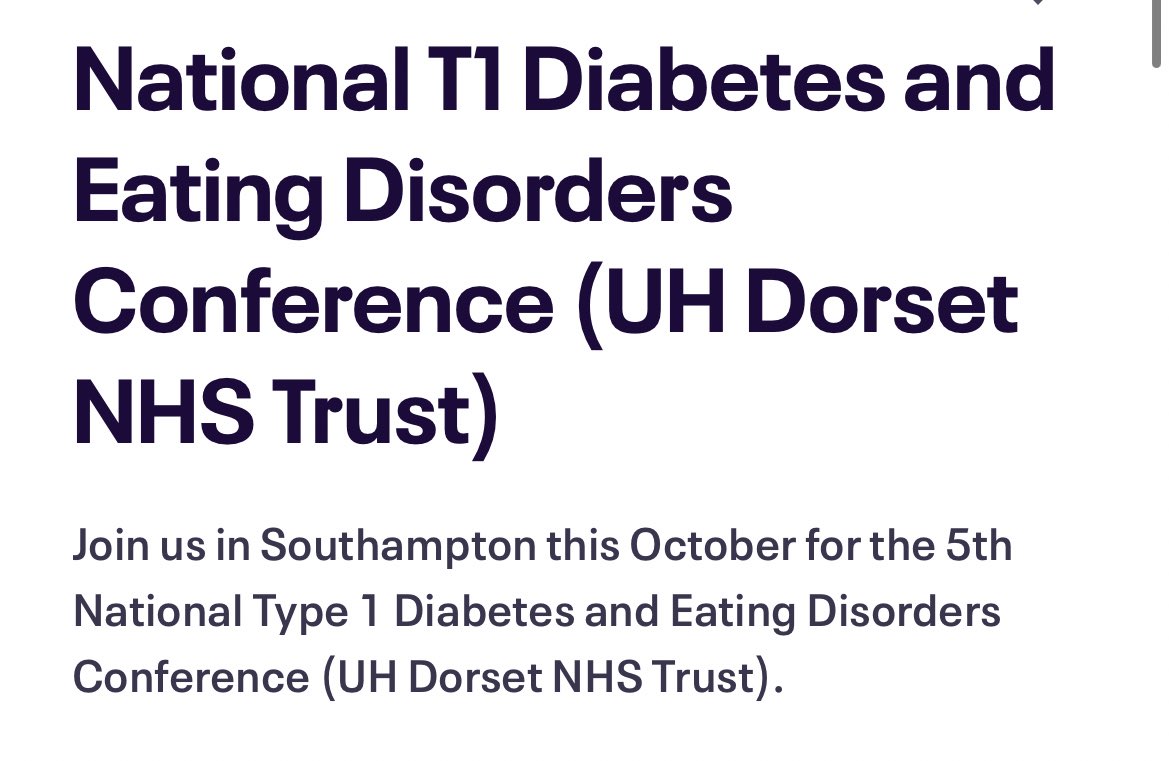 🔈 Type 1 disordered Eating Conference- HCPs only!  

📅 19/10/23 
⏰ 8.30-4.45pm 

📍Southampton
💷 £105 

To view agenda & book🔽

eventbrite.co.uk/e/national-t1-…