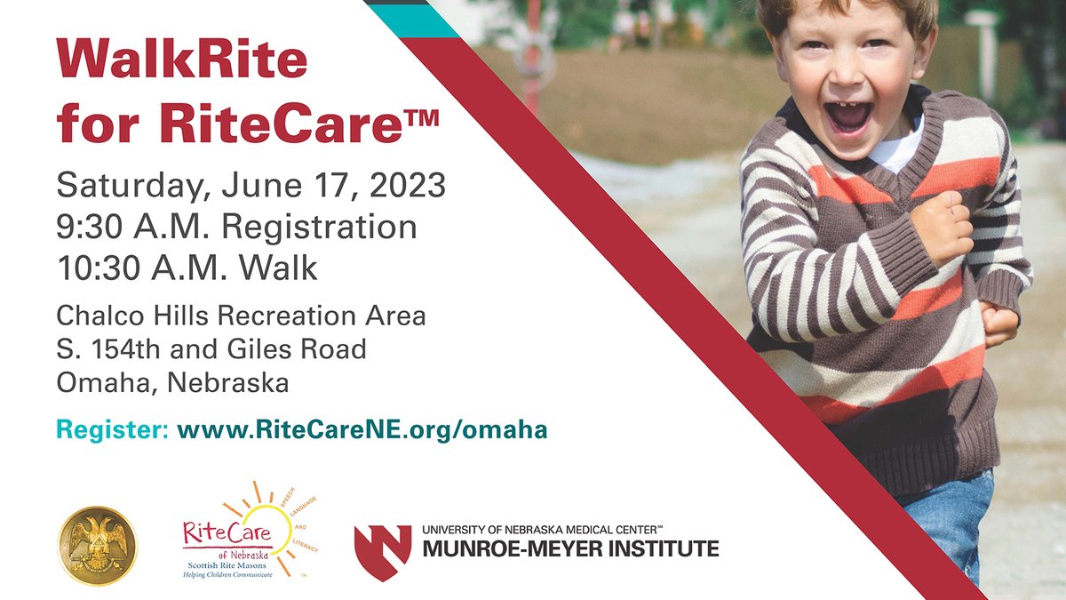 unmc_mmi's tweet photo. Join us Saturday June 17
9:30 am Registration | 10:30 am Walk
It's time for our annual #WalkRite for RiteCare!
๐๐ฝRegister: https://t.co/OwWB2Xgxnq
This family-friendly, non-competitive walk raises money for the #unmcMMI #RiteCare #Speech & #Language Clinic. #mmiSLP #mmiSpeech https://t.co/xiAcOKNmFr
