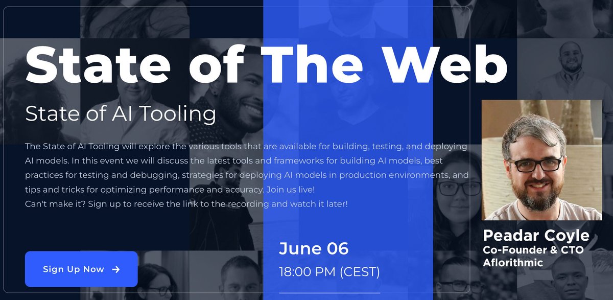 Don't miss <a href="/aflorithmic/">AudioStack</a>'s co-founder and CTO @peadarcoyle at The State of the Web panel tonight, 6 PM CET. 🤝 
Peadar will discuss the state of AI tooling with other experts. 💬 
Click for details! 

🔗thisdotmedia.com/state-of-the-w…