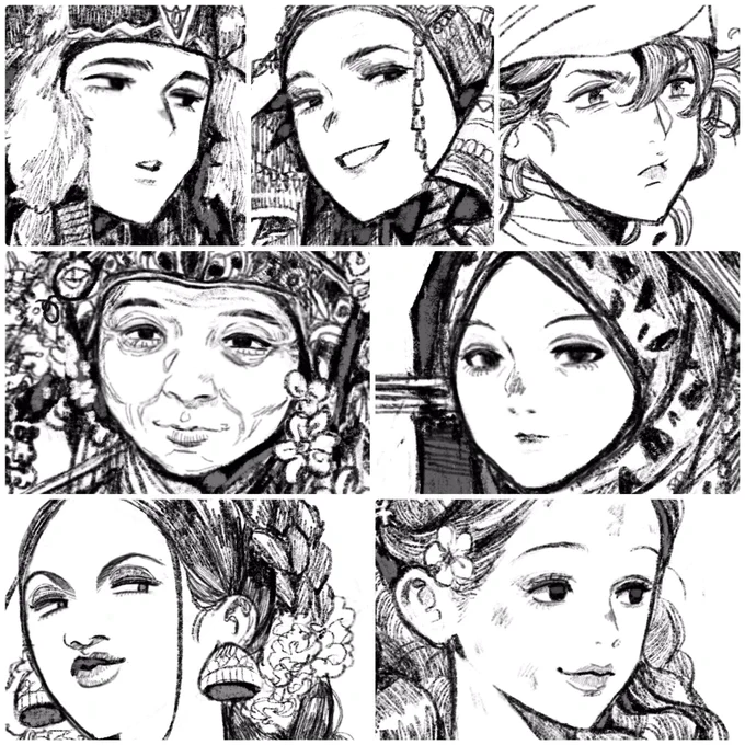 Just curious to see all the faces of nirnama ladies i have so far. i hope i got their personality across, even with the 'same-face syndrome' going strong here 🥹👍✨