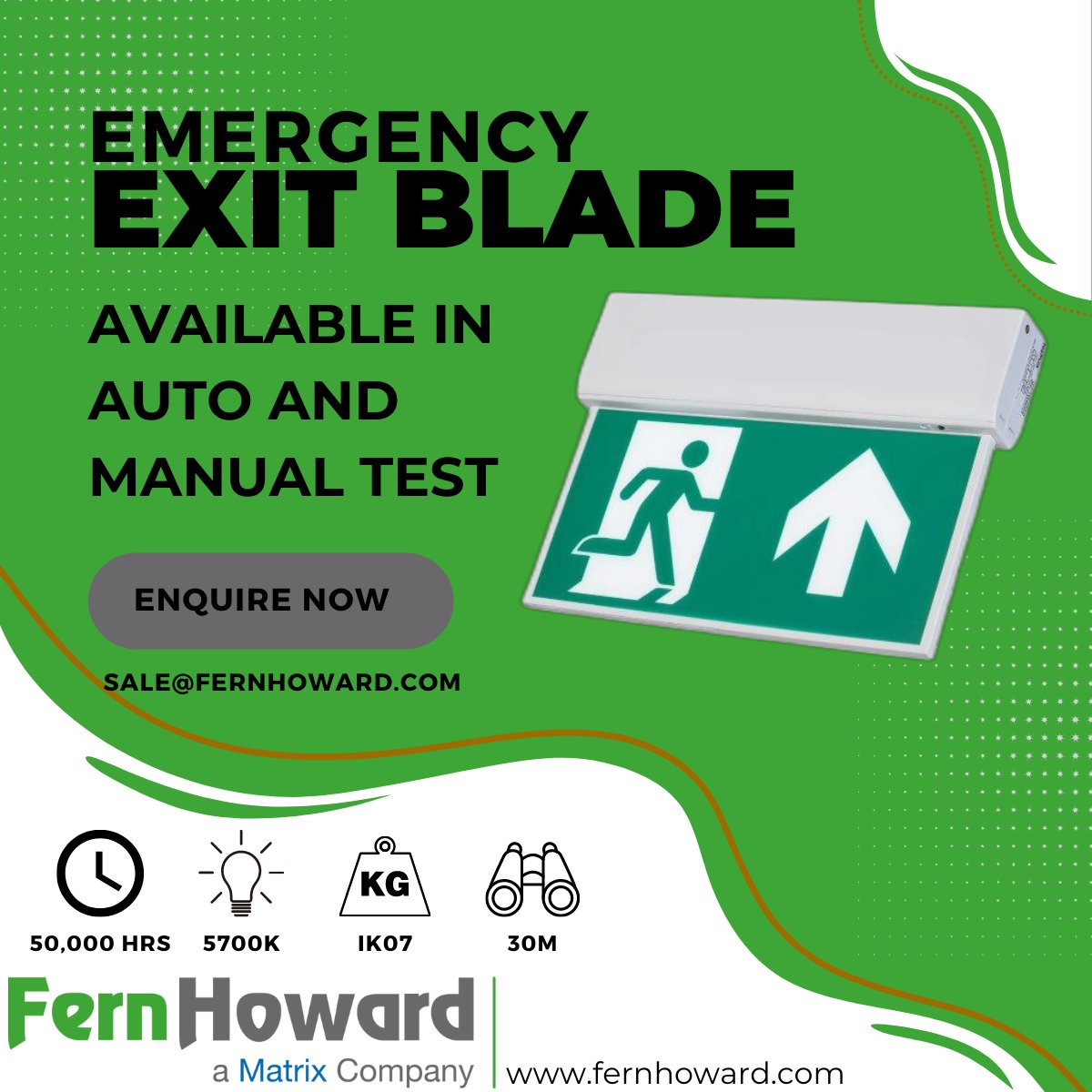 🔆Secure your premises with our dual-sided, self-contained LED Emergency Exit Blade.  🔆

✔️ IK07 

✔️ 3W (M) 0.5W (NM) exit blade.

✔️ Auto/ Manual test

✔️ Max. viewing distance of 30m, IP20

Emergency LED Exit Blade - a perfect mix of reliability and style! 💡

#emergency