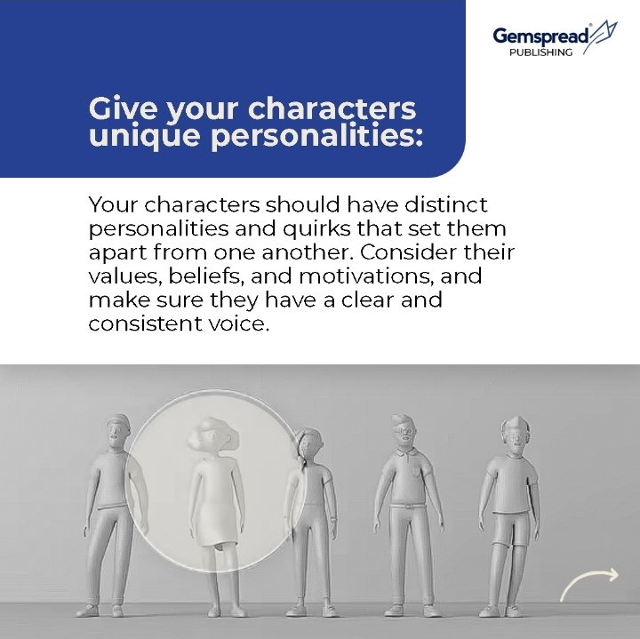 gemspread_pub's tweet image. Writing a story is one thing. Creating memorable characters who make the story great is another. Here are few tips to keep in mind when next you put pen to paper…or fingertips to keyboard😃
.
.
.
.
.
.
.
.
.
.
.
#gemspreadpublishing #writingtips #writingtipsandtricks