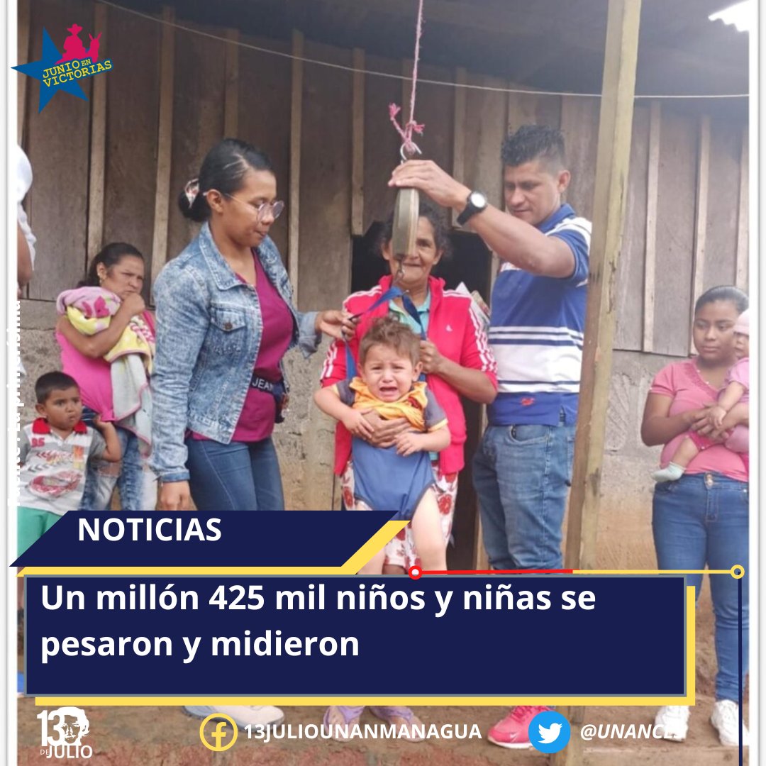 Un millón 425 mil niños y niñas se pesaron y midieron
#JunioEnVictorias
#SomosUNANManagua