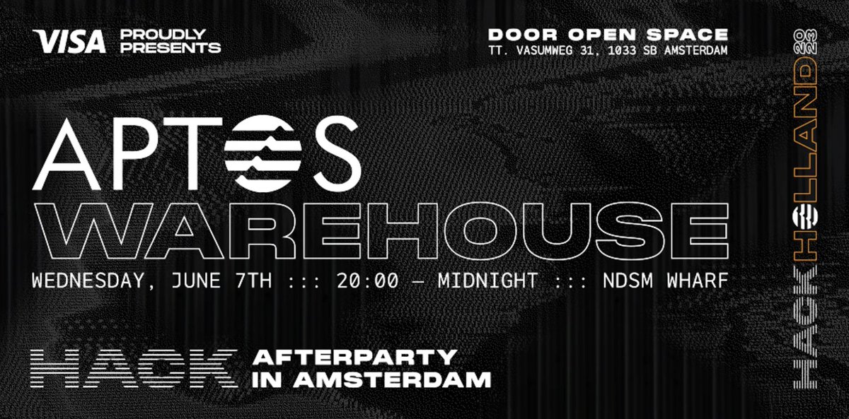 Aptos's tweet photo. Don't forget to register for the official Hack Holland afterparty!

Aptos Warehouse, sponsored by Visa, coming up tomorrow!

👉 https://t.co/aLZBkUiaC5 https://t.co/e41cFCMzCY