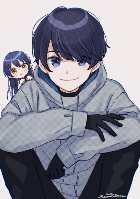 「black hair grey hoodie」 illustration images(Latest)｜5pages