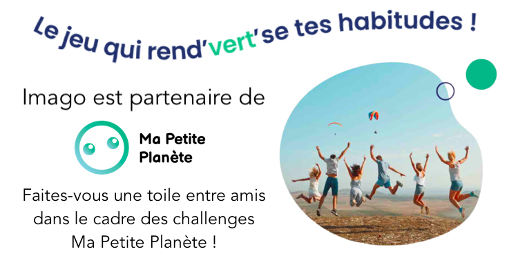 imagotv.fr est heureux d'être partenaire des défis écolo de Ma Petite Planète ! 

Depuis une semaine et encore toute cette semaine, venez vous faire une "séance entre amis" sur "La Toile Virtuelle". 

Plus d'info sur Ma Petite Planète :
mapetiteplanete.org