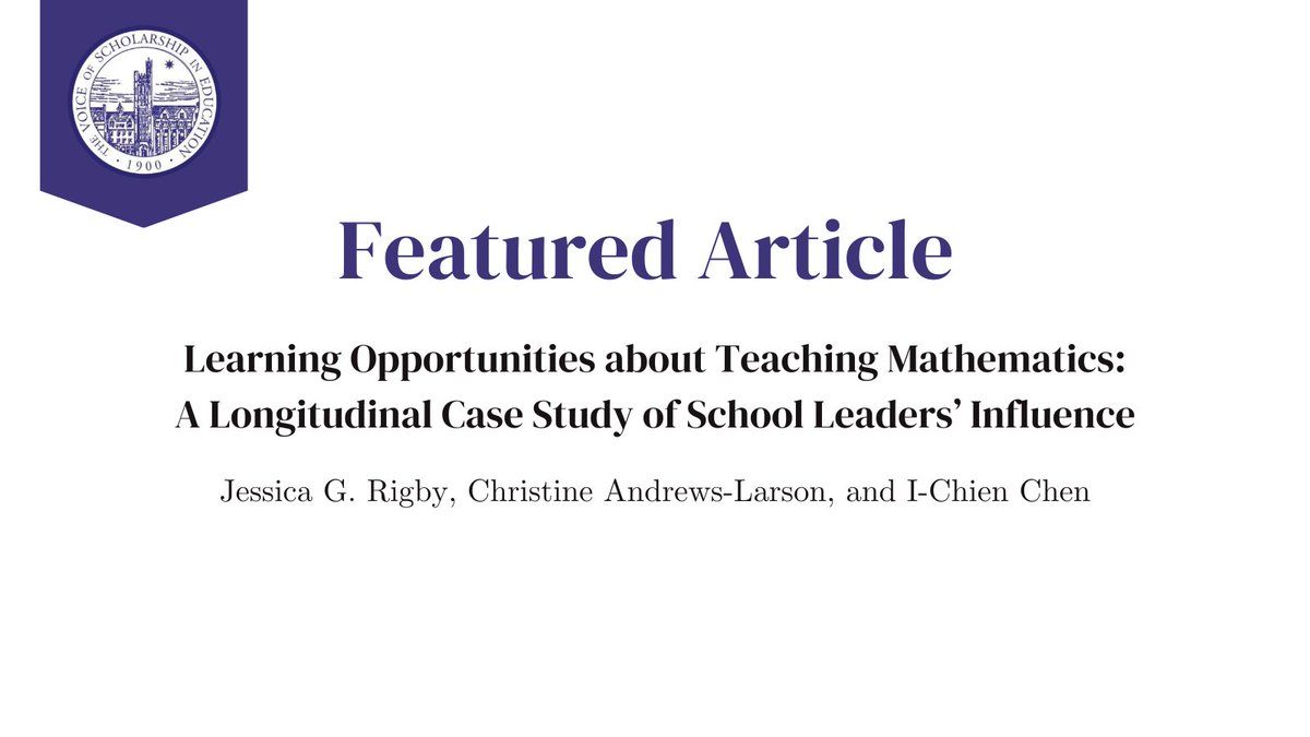 Findings in this study by Dr. <a href="/rigaroo/">Dr. Jessica Rigby</a> et al. "suggest that school leaders must be involved in new learning about standards and instruction to appropriately support teachers’ learning opportunities." Read their article here: ow.ly/b5av50OGhCr