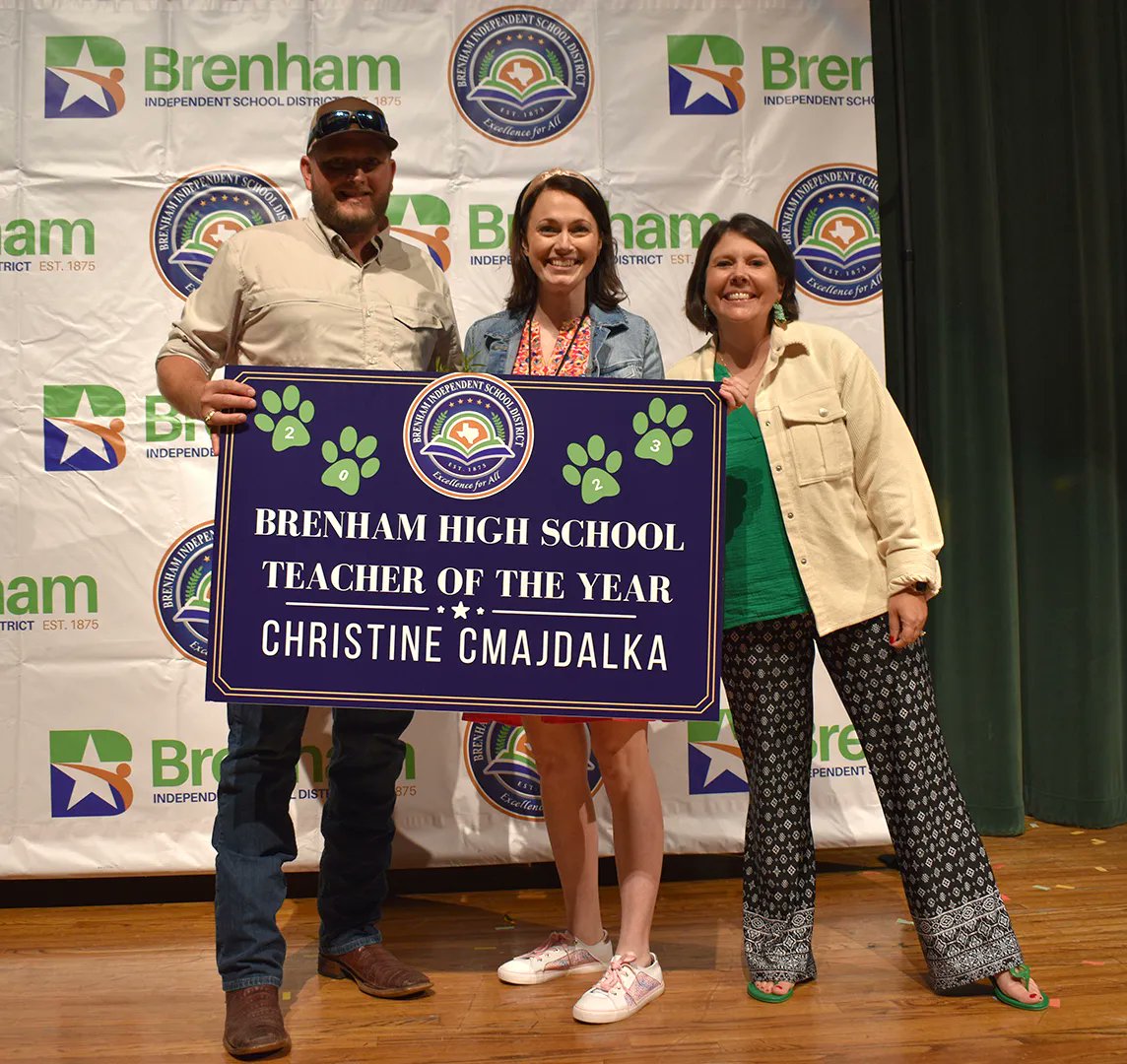 🎉 Join us in celebrating our exceptional <a href="/BrenhamHS/">Brenham High School</a> Paraprofessional and Teacher of the Year! 

Belene Ward is BHS's Paraprofessional of the Year! 
Christine Cmajdalka is BHS's Teacher of the Year! 

#WeAreBrenham 💚