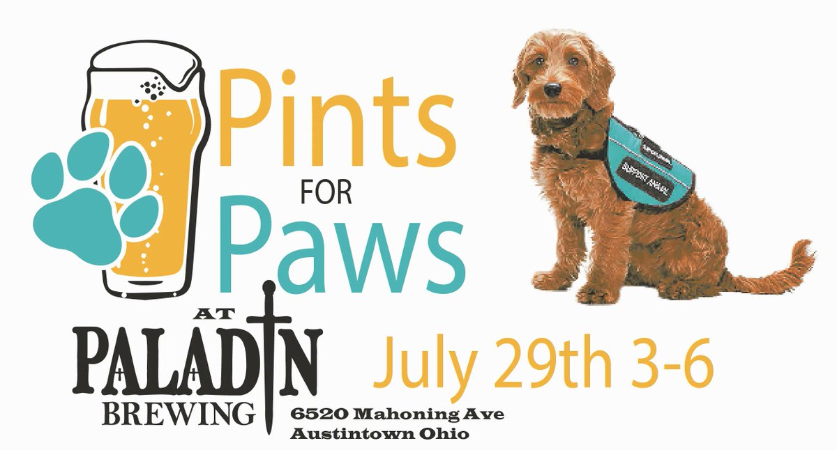 At Paladin, we enjoy organizing fundraisers. Our upcoming event aims to assist a local 12-year-old boy acquire the necessary service dog. Please consider joining us!  buff.ly/40yFZnz 
#brewery #brewerylife #breweryevents #brewerytap #beer #beerlover #paws #pintsforpaws