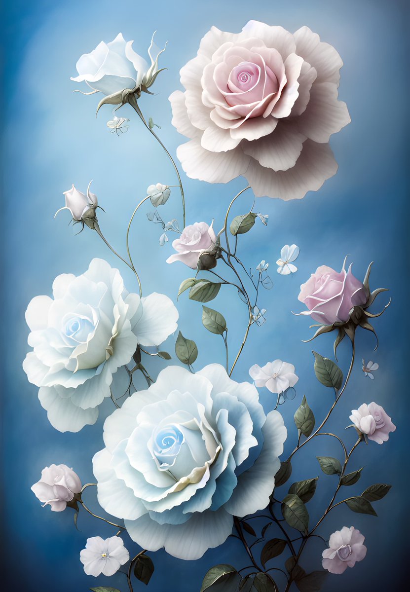 #LivingFloralPattern Airy Soft Blue Rose