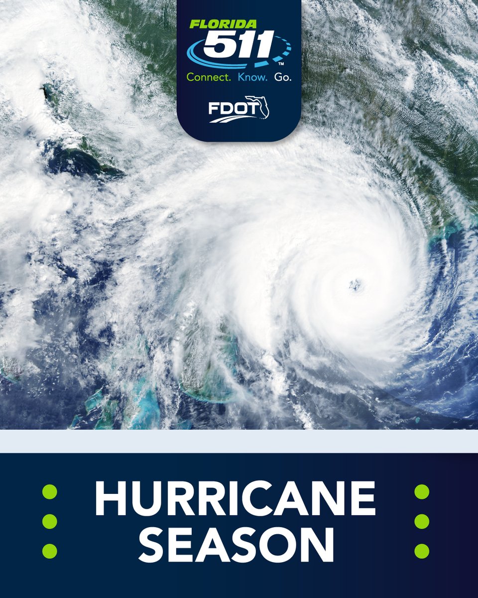 fl511_tampabay's tweet photo. The Atlantic hurricane season is here! Make sure you include https://t.co/OTL3WrT0rX in your plan, so you can have up-to-date traffic information on Florida’s roads before and after a storm. #FL511
#ConnectKnowGo
#AtlanticHurricaneSeason https://t.co/Kfe21itTtB