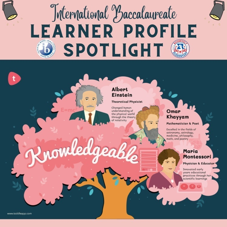 This week's I.B. LEARNER PROFILE Spotlight shines on the KNOWLEDGEABLE Albert Einstein, Omar Khayyam, and Maria Montessori. 🤩
#InternationalBaccalaureate #PrimaryYearsProgramme