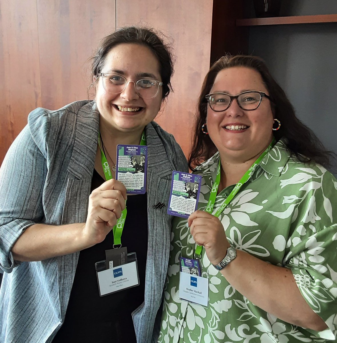 Found my Suffragette card twin! The fab Toni Velikova, We are Chair + Vice-Chair of the CILIPS board, so it was fate 😀 #CILIPS23