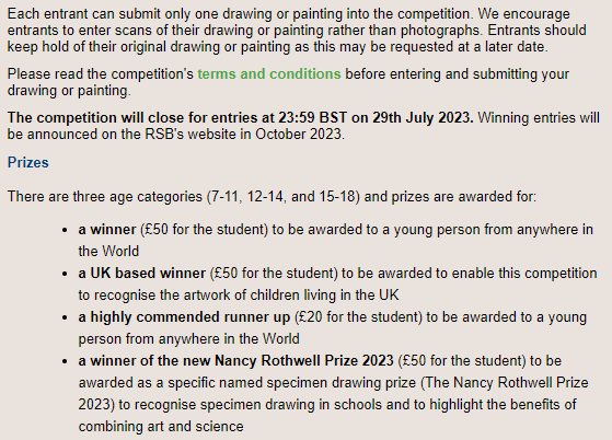 SAPS_News's tweet photo. #BioArtAttack (formerly the Nancy Rothwell award) competition from 
@RoyalSocBio is back! Students aged 7-18 are asked to draw or paint their favourite animal, plant or fungi (closing date 29th July).

Let's get plants featured! 💚

https://t.co/e8onDAnZaC

#plantsci #sciart https://t.co/DEbpRCB7x5