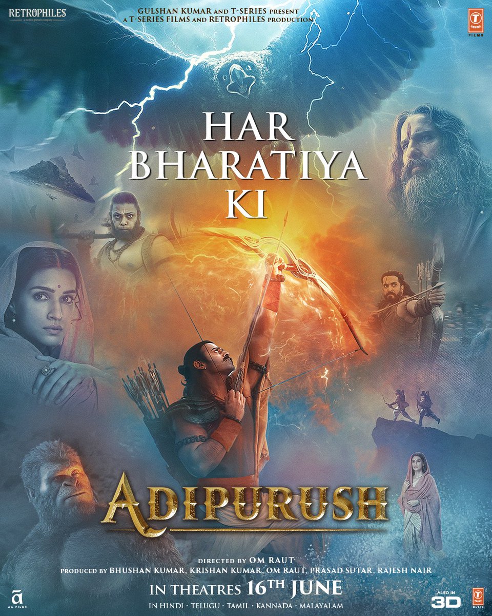 omraut's tweet photo. Just a few hours to go… Get ready for the Final Adipurush Trailer, all set to launch today at 9PM IST!

Watch the trailer launch event LIVE: https://t.co/BFy1cA6W1x

Jai Shri Ram 
जय श्री राम
జై శ్రీరాం
ஜெய் ஸ்ரீ ராம்
ಜೈಶ್ರೀರಾಂ
ജയ് ശ്രീറാം https://t.co/srGebJfDoa