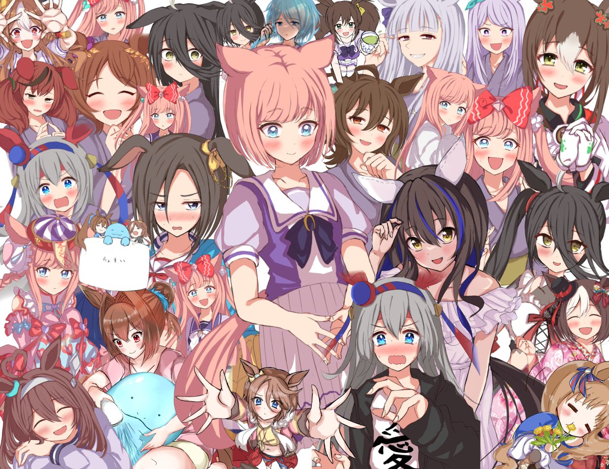 agnes digital (umamusume) ,agnes tachyon (umamusume) ,daiwa scarlet (umamusume) ,fine motion (umamusume) ,manhattan cafe (umamusume) ,mejiro mcqueen (umamusume) ,tamamo cross (umamusume) 6+girls multiple girls horse ears animal ears tracen school uniform pink hair horse girl  illustration images