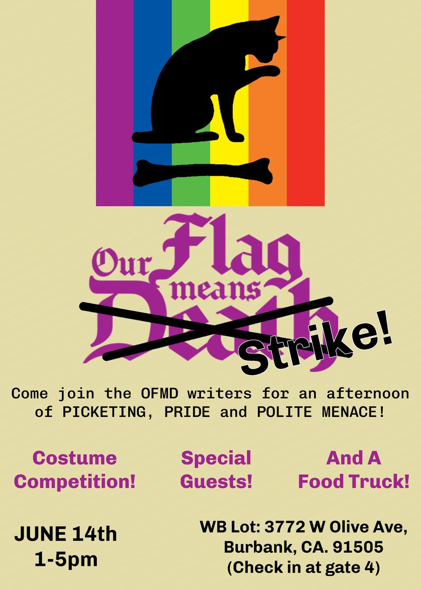 It’s no secret that #OurFlag has the greatest fans out there. The support you’ve shown us writers these last few weeks has meant so much. We’d love to invite you out to join us on the picket line for a very special Flag Day (6/14)! Costumes encourageddd!!! #WGAStrike #WGAStrong