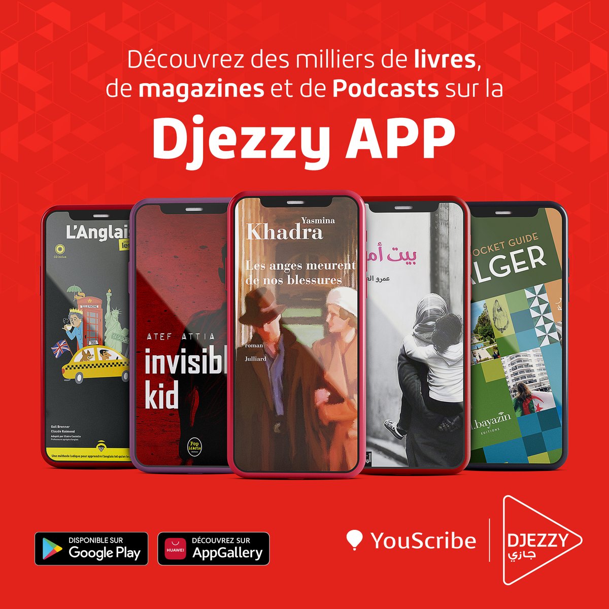 Nouveau sur DJEZZY APP  📱 !

À tous les amoureux des livres 📚 découvrez la nouvelle fonctionnalité YOUSCRIBE et profitez de la plus grande bibliothèque numérique.
Téléchargez vite la Djezzy App sur le lien : ms.spr.ly/6014gi6zo

#DJEZZY #YOUSCRIBE #LECTURE