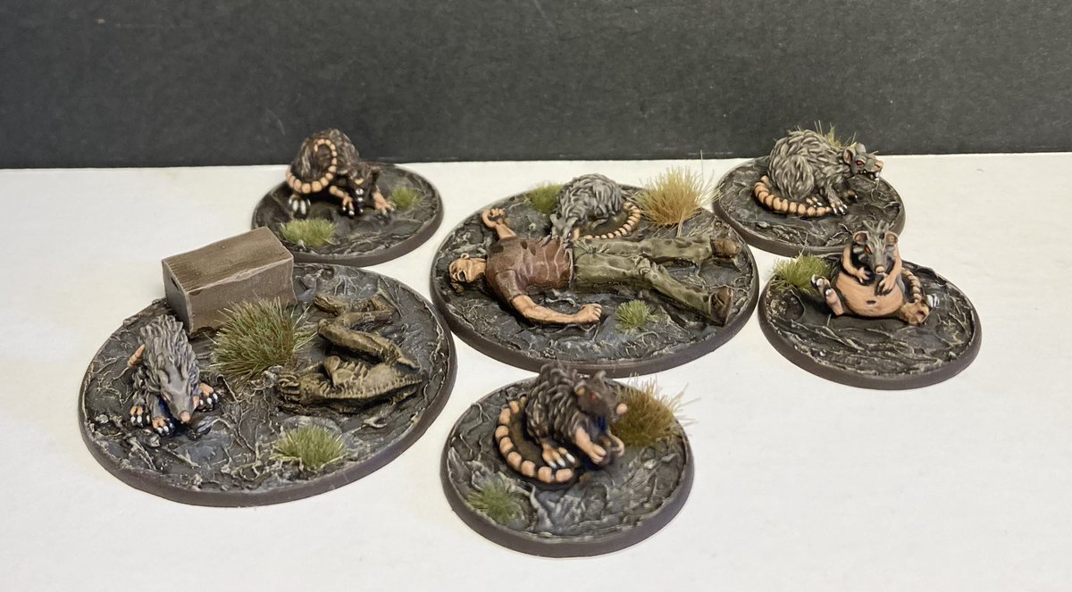 More rats! These are fun little guys to paint, some drybrush and a few highlights and they’re done! They’re cute but don’t let that fool you, they hunt in packs and can overwhelm even a seasoned stalker. #zonaalfa #wepaintminis #warmongers #wargaming #miniaturepainting #28mm