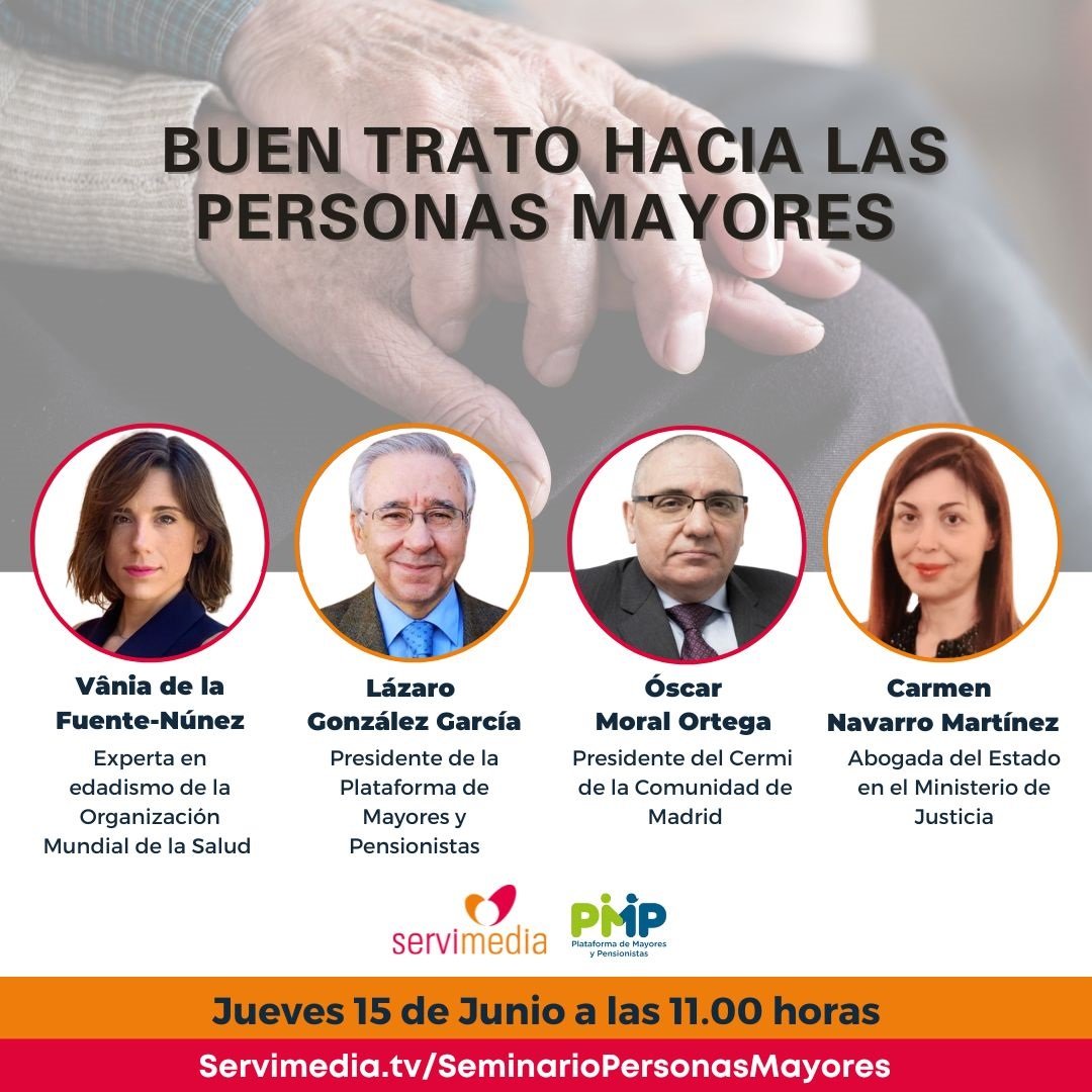 PlataformaPMP's tweet photo. 🚨¡𝗡𝗼 𝗹𝗼 𝗼𝗹𝘃𝗶𝗱𝗲𝘀!🚨

🗓️ En tan sólo 2 días, celebramos, junto a @Servimedia, la jornada 'Buen trato hacia las personas mayores'.

📺 Podrás seguirla en directo a través de Servimedia TV en su canal de YouTube.

👇En concreto, desde aquí👇

https://t.co/eBJf9fqzHb https://t.co/ryUvCsOFLM