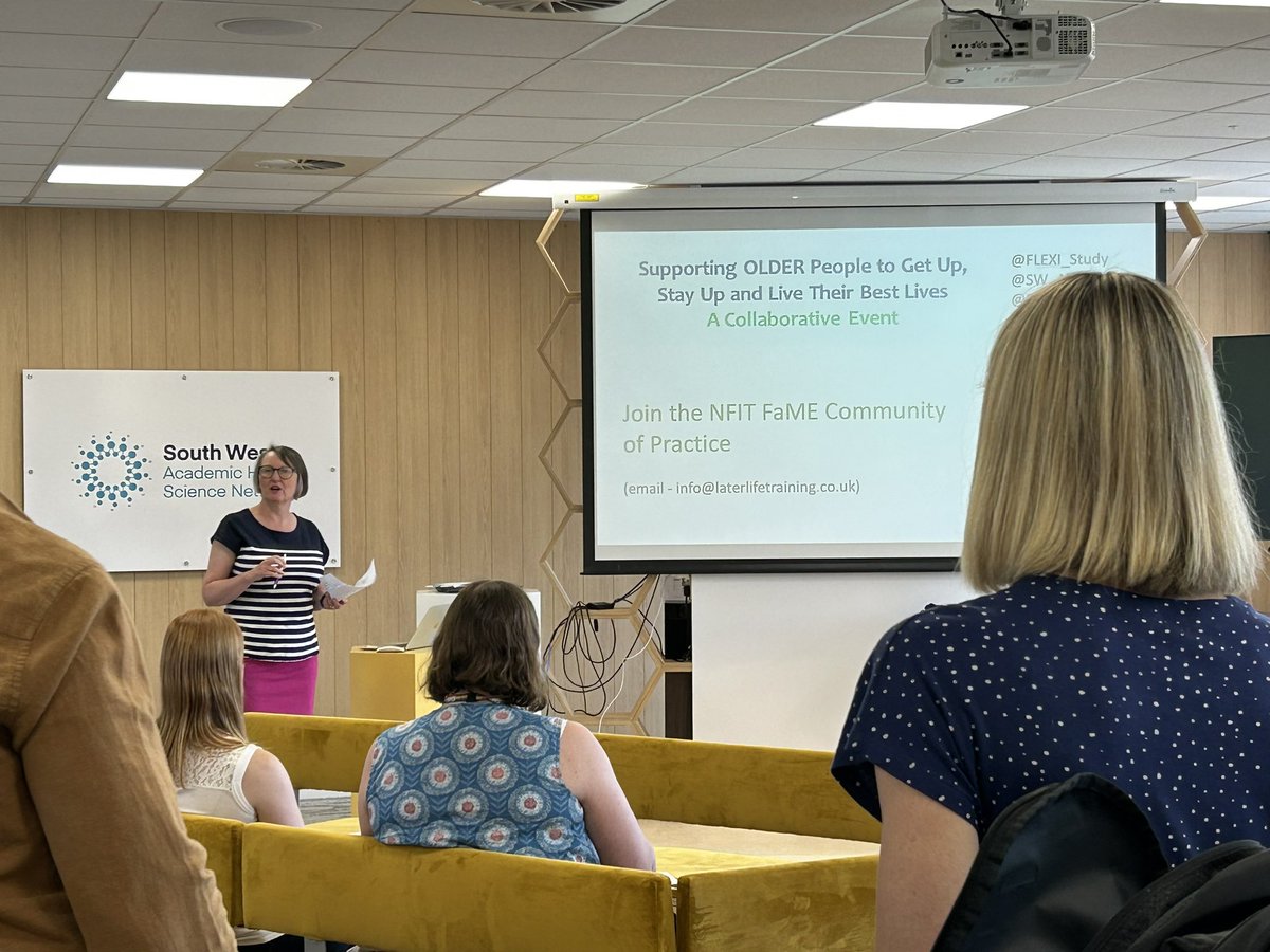 LaterLifeTrain's tweet photo. Energising day of possibilities of FaME in Devon… how we can improve the exercise pathway for those at risk of falls @FLEXI_Study @sw_ahsn @ICSOneDevon @Peninsula_ARC @ARC_EM #NFIT #fallsprevention https://t.co/c7dqWO896R