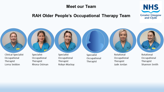 Meet our Team:
We have an amazing opportunity to join our RAH acute Older People's Occupational Therapy Team Band 6. Be part of a patient centered, development focused, motivated team.
apply.jobs.scot.nhs.uk/Job/JobDetail?…

<a href="/NHSGGCClydeAHP/">NHSGGC Clyde AHP</a> <a href="/findlay_joanne/">Joanne Findlay</a> <a href="/LouiseWatsonAHP/">Louise Watson</a> <a href="/NHSGGCOTS/">NHSGGC Occupational Therapy</a> #ClydeAHP