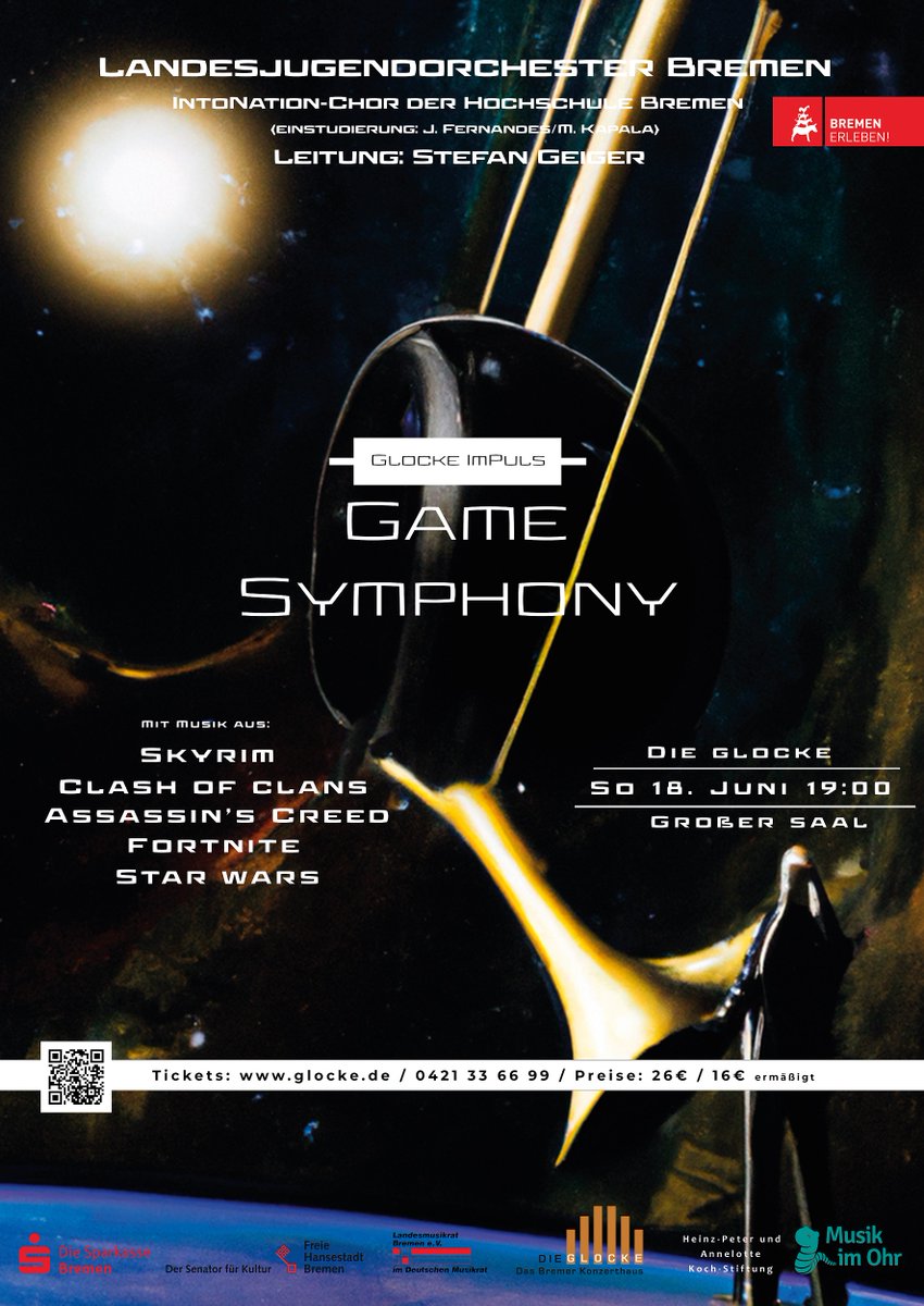 Wollt ihr euch vom Landesjugendorchester Bremen gemeinsam mit dem Intonation-Chor der Hochschule in Bremen in die Welt der Gamemusik entführen lassen? Dann besucht das "Game Symphony"-Konzert in der Glocke in Bremen am 18.Juni.

glocke.de/event/game-sym…