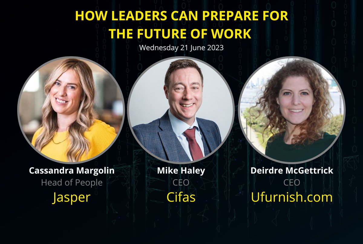 Register for a free place: us06web.zoom.us/webinar/regist…

SPEAKERS

👉Cassandra Margolin, Head of People @ Jasper

👉Mike Haley, CEO <a href="/CifasUK/">Cifas</a>
 
👉Deirdre McGettrick [<a href="/DeeMcGettrick/">Deirdre Mc Gettrick</a>], CEO <a href="/ufurnishcom/">ufurnish.com</a>

The session is part of the Global Innovation Summit 21-22 June 2023

#IPsummit2023