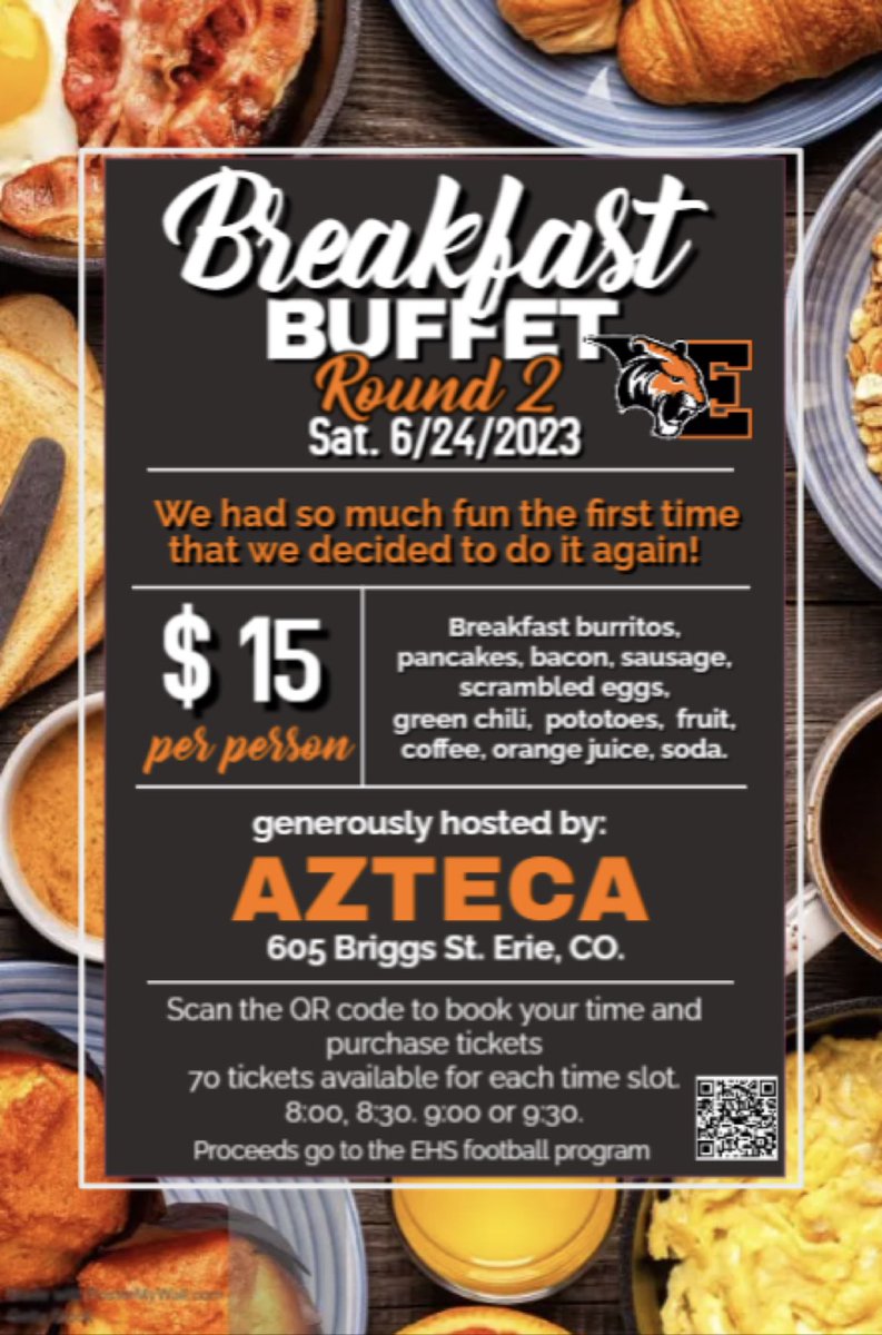 We’re running it back.  Another breakfast buffet at Azteca on 6/24! If you attended the first one, you know how much fun this event was.  If you missed it, then here’s your chance to attend.  Register for a time at this link. signup.com/go/buifRui