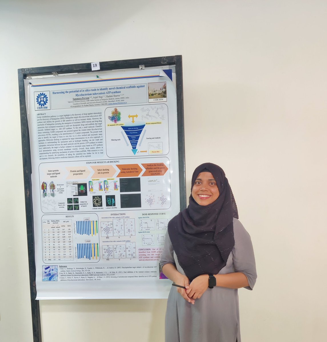 PerveenSummaya's tweet image. Presented poster on Tuberculosis Drug Discovery @ symposium on drug discovery. #oneweekonelab #csiriiim @Rashmi_Sharmaa..