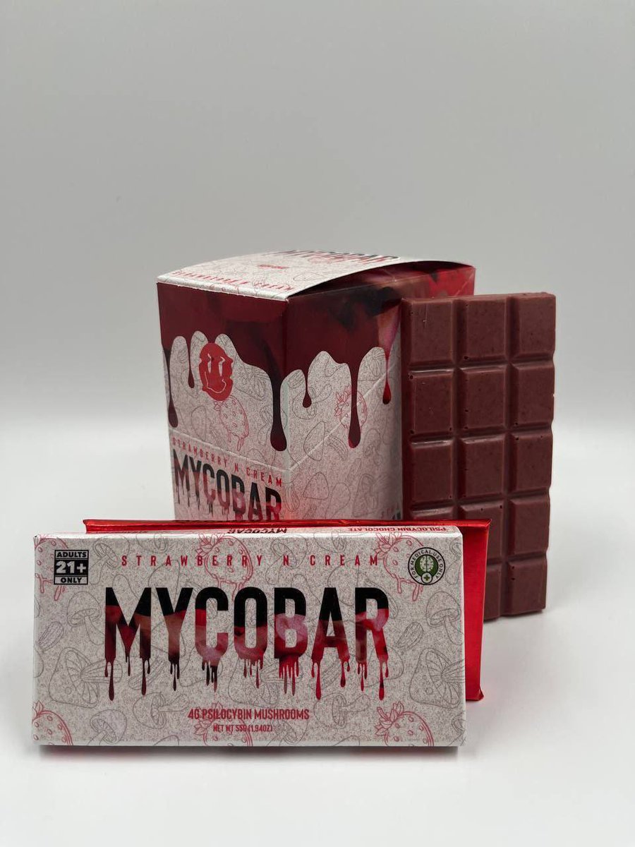 ShroomLordJerry's tweet photo. Mycobar 

- Dark Chocolate 
- Hazelnut Chocolate 
- Strawberry Cream 
- Cookies N Cream 
- Milk Chocolate 🍫 https://t.co/71APz6phMF