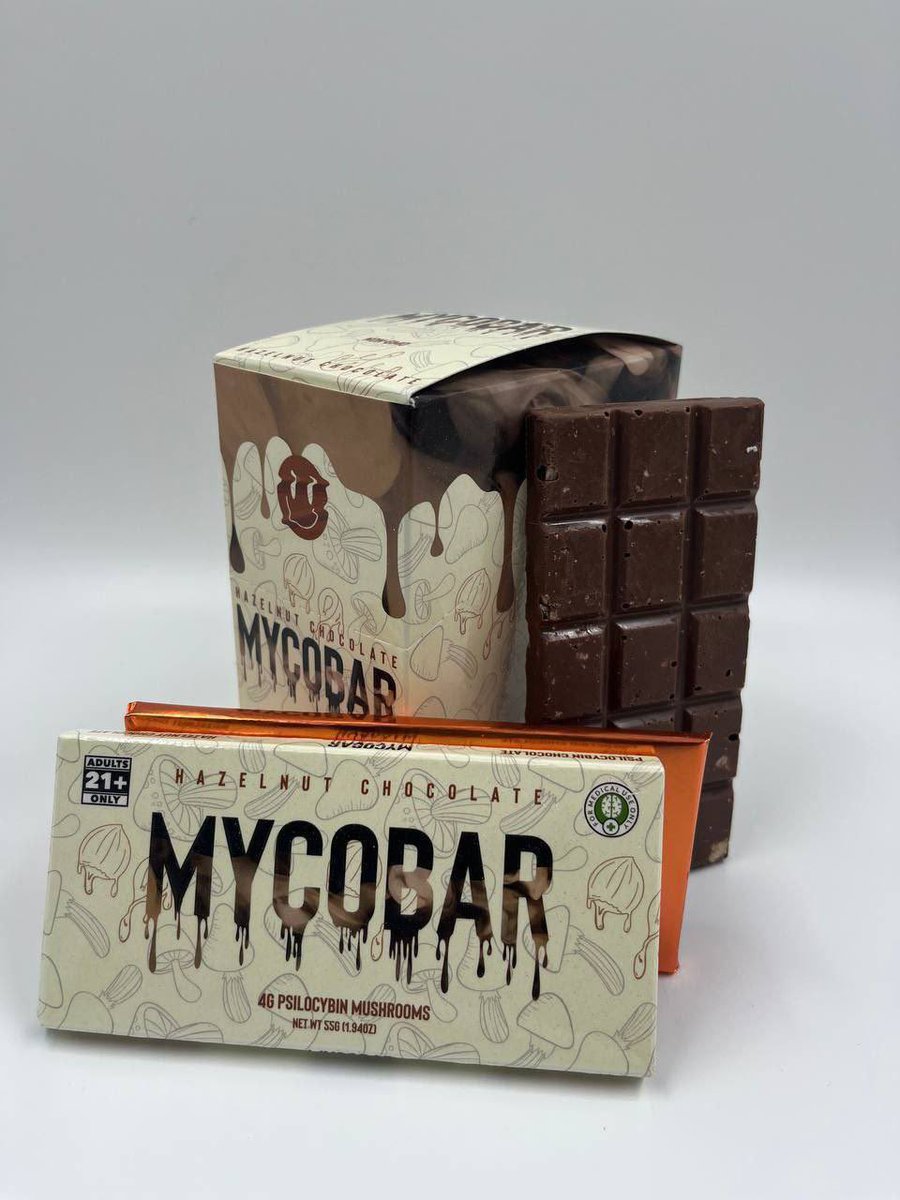 ShroomLordJerry's tweet photo. Mycobar 

- Dark Chocolate 
- Hazelnut Chocolate 
- Strawberry Cream 
- Cookies N Cream 
- Milk Chocolate 🍫 https://t.co/71APz6phMF