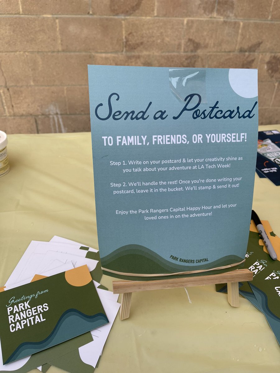StartupTAP (@startuptap) on Twitter photo We’re honored to have <a href="/yojustyn_/">✌🏾Justyn✌🏾</a> represent us at <a href="/parkrangerscap/">Park Rangers Capital 🏕️</a>’s launch party at #LATechWeek yesterday and loved this little touch! Who doesn’t love a handwritten note? So heartwarming!
Congrats <a href="/erica_wenger/">erica wenger🏕️</a> for bringing your idea to fruition. We’re excited to see you grow! We’re honored to have <a href="/yojustyn_/">✌🏾Justyn✌🏾</a> represent us at <a href="/parkrangerscap/">Park Rangers Capital 🏕️</a>’s launch party at #LATechWeek yesterday and loved this little touch! Who doesn’t love a handwritten note? So heartwarming!
Congrats <a href="/erica_wenger/">erica wenger🏕️</a> for bringing your idea to fruition. We’re excited to see you grow!