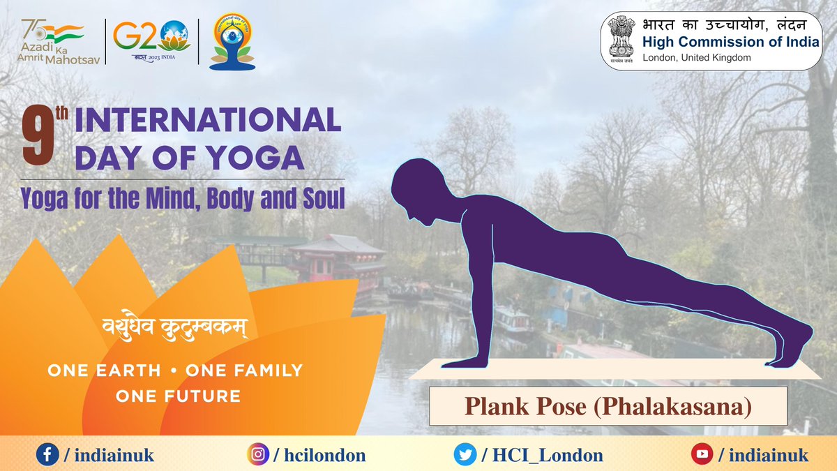 With 14 days left for #YogaAtTrafalgarSquare, let's talk about Phalakasana. It builds core muscle strength, increases stamina & enhances metabolism. Join us at Trafalgar Square on June 20 at 0830am to master it along with other Asanas on 9th #IDY. #IDY2023Countdown @VDoraiswami