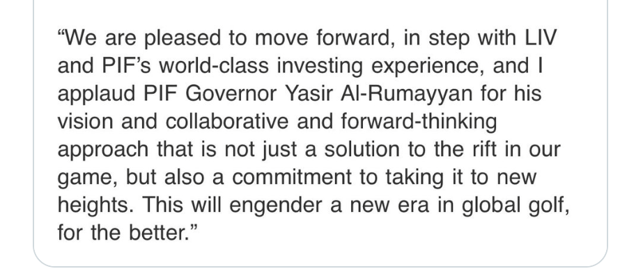Where PGA Tour Commissioner Jay Monahan started on LIV's human right's issues &amp; where he ended up today.   

Always is/was about money.